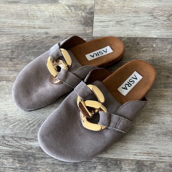 ASOS ASRA Fiscal clogs in mauve suede with chain detail - Size: 38 - Picture 10 of 12